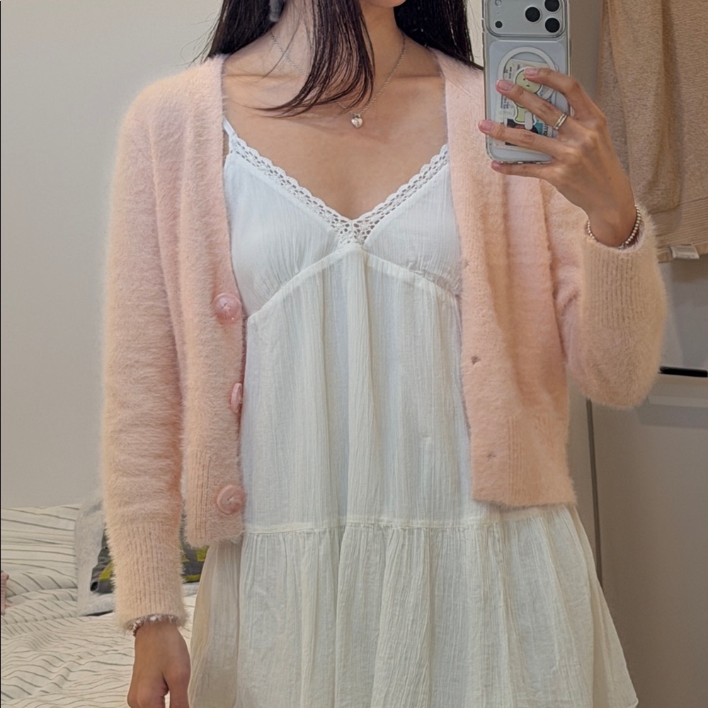 Princess Polly Fuzzy Peach Cardigan